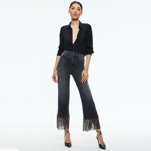 Alice + Olivia Black and Gray Boyfriend Jeans